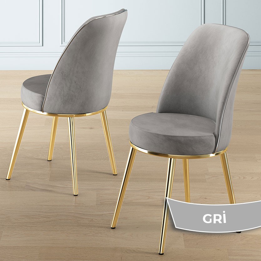 Nira Serisi 70x114 Mdf Siyah Mermer Desen Mutfak Masa Takımı 4 Sandalye Gold Detay