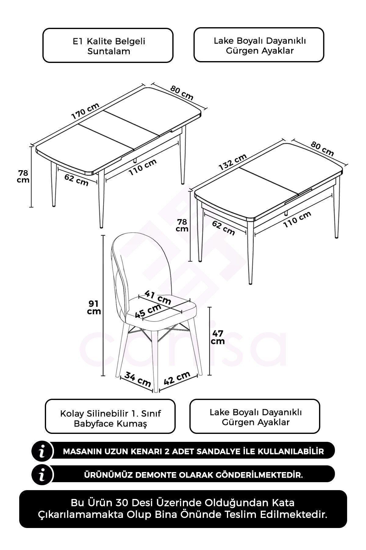 Rut Serisi 80x132 Açılabilir Siyah Mermer Desen Masa Takımı Ve 6 Sandalye