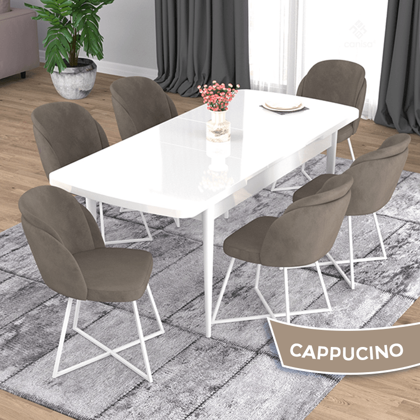 beyaz masa sandalyeler cappucino