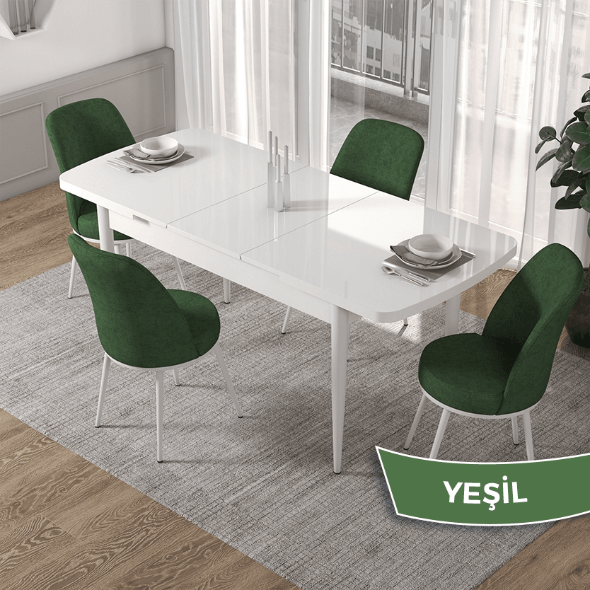 Haki Yeşil Renk Sandalye Kahverengi Metal Ayak