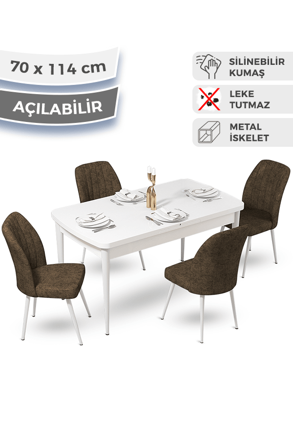 masa beyaz sandalyeler kahverengi