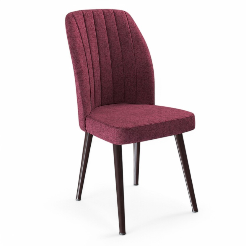 Bordo Renk Sandalye Kahverengi Metal Ayak