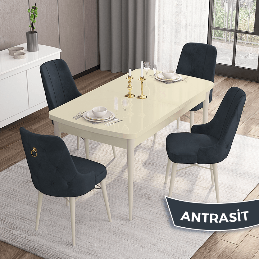 masa krem sandalye antrasit