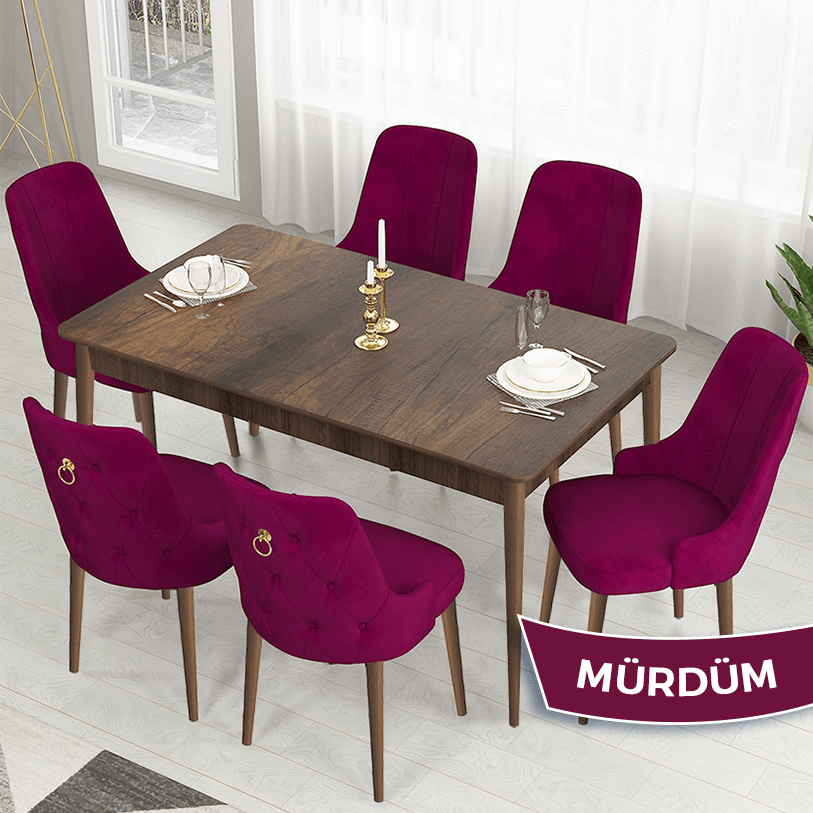 Mürdüm  Sandalye Barok Ahşap Desen Masa