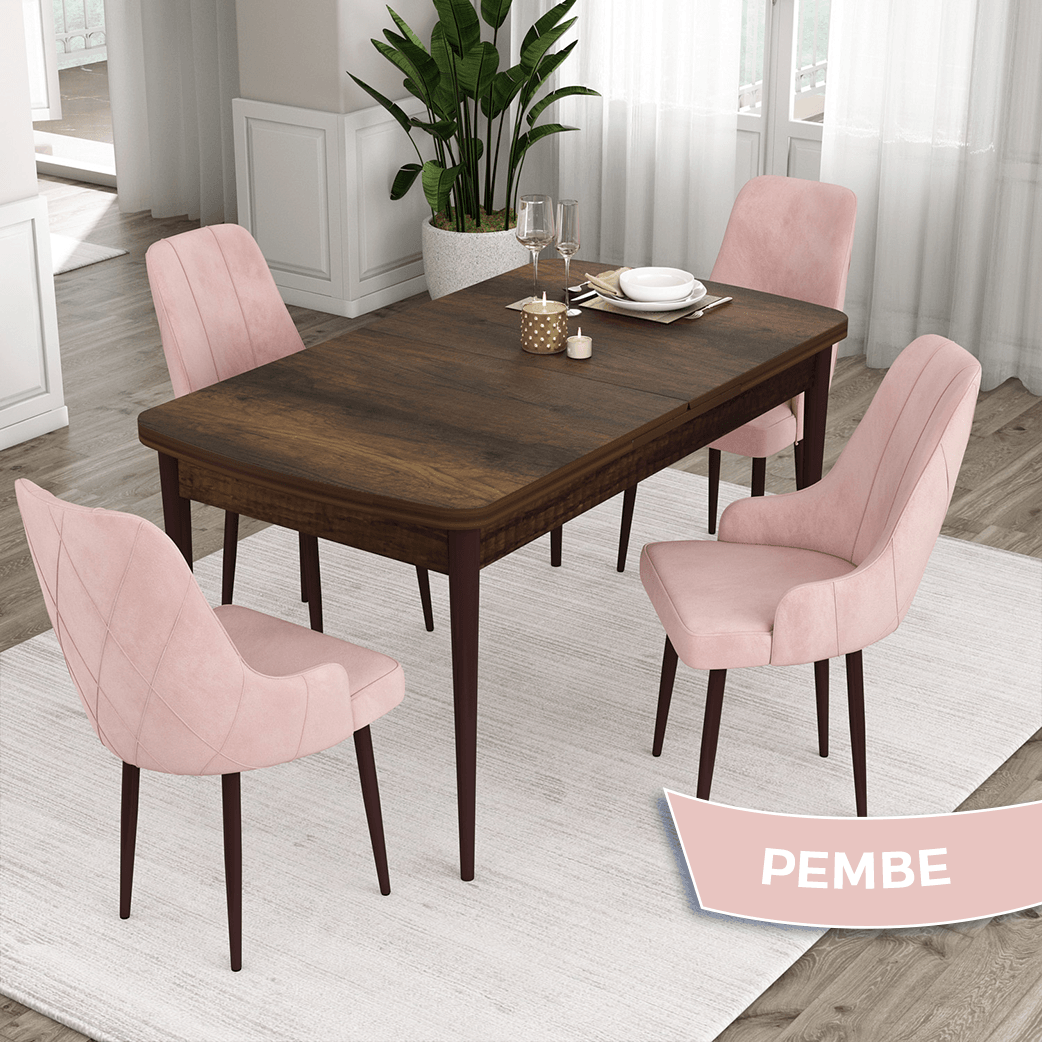 masa barok ahşap sandalyeler pembe