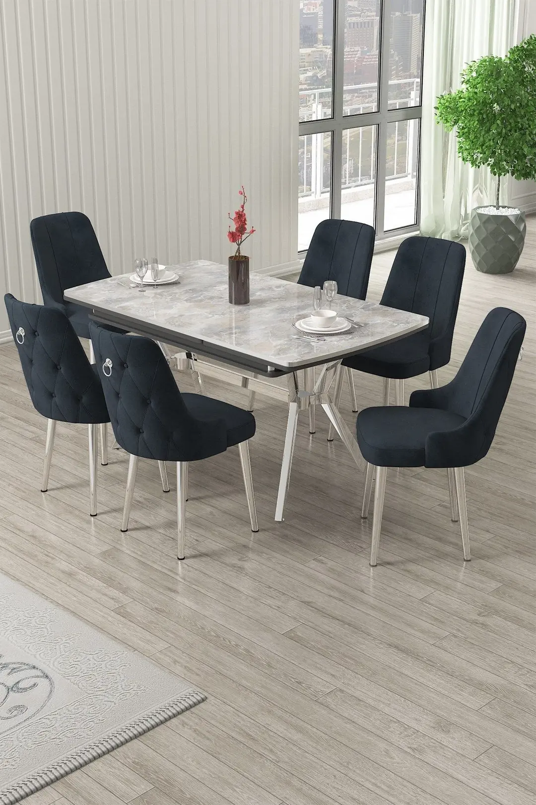 Nis Serisi 89x150 Açılabilir Lak Panel Rampla Gri Masa ve 6