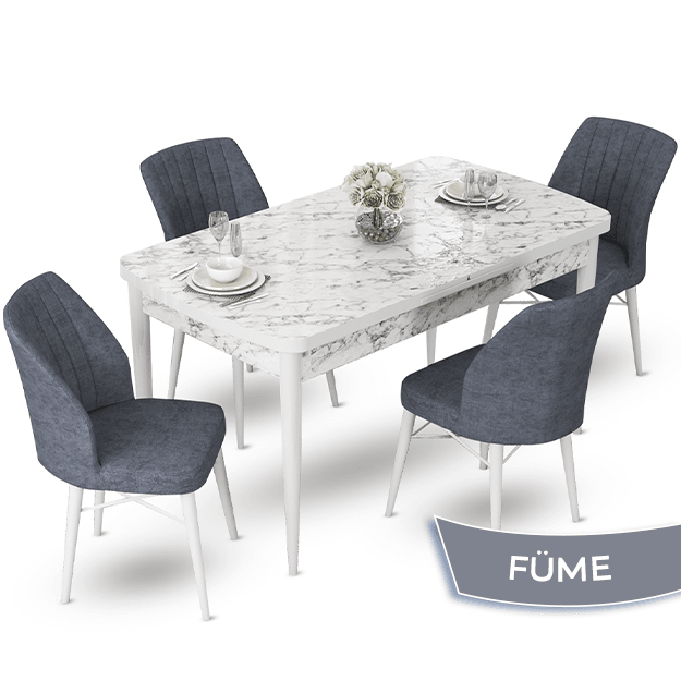 masa beyaz sandalyeler füme