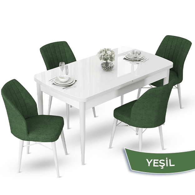 masa beyaz sandalyeler haki yeşili