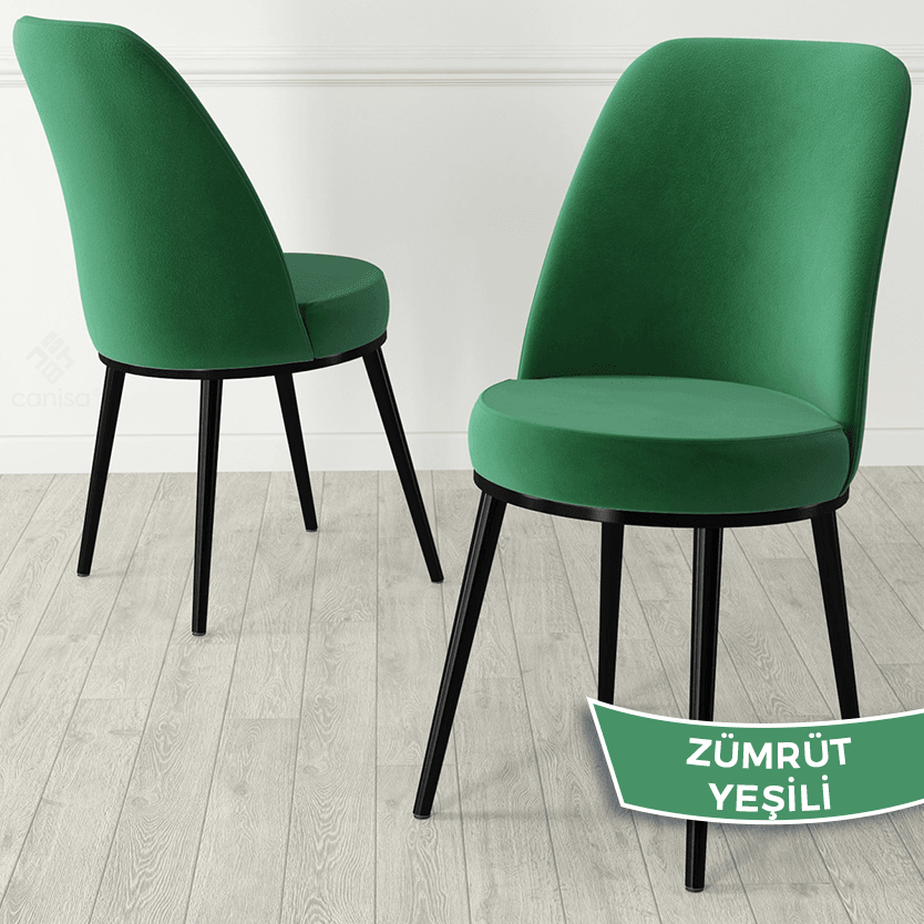 Kea Serisi 90x90 Yuvarlak Sabit Siyah Mermer Desen Masa Takımı Ve 4 Sandalye