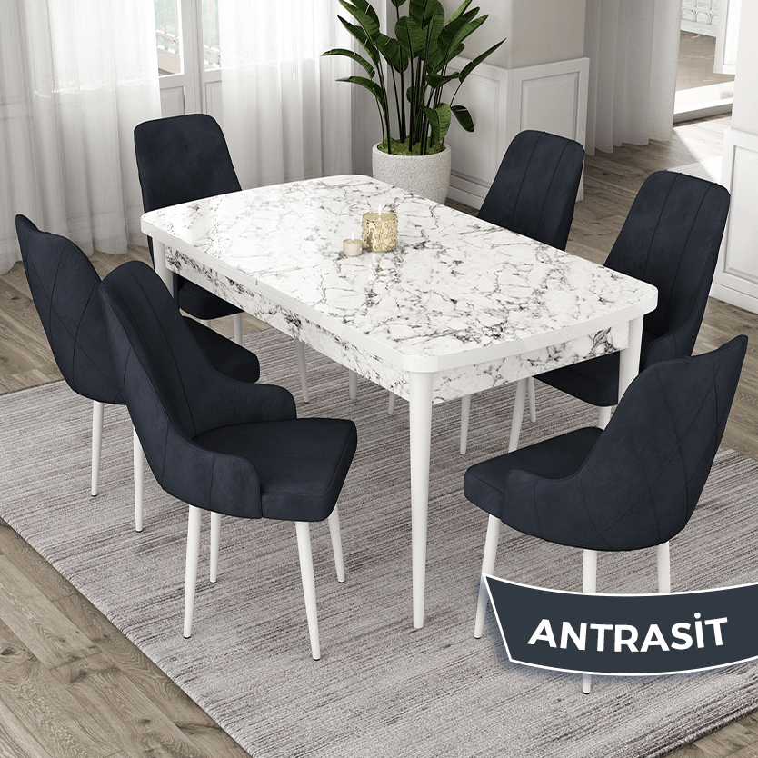 Antrasit Sandalye / Beyaz Ayak