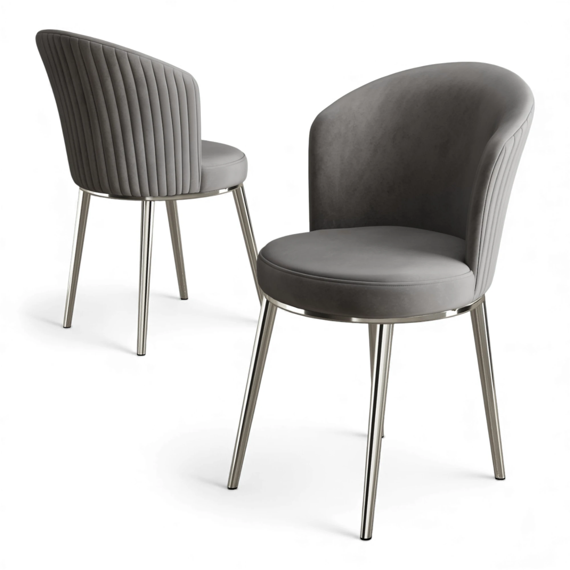 Risa Serisi 4 Adet Mutfak Sandalyesi Krom Kaplama Metal Ayak 1. Sınıf Babyface Kumaş