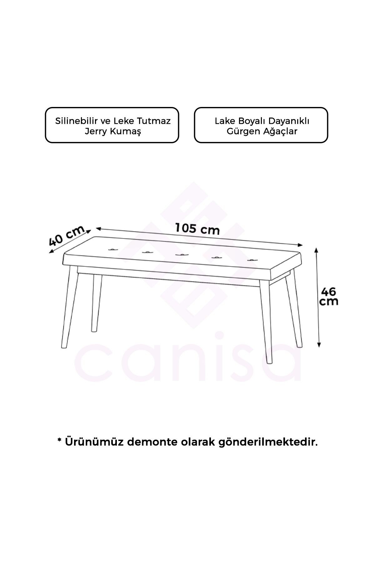 Pera Serisi Gül Kurusu Geniş Oturma Alanlı Ceviz Gürgen Ayaklı Bench