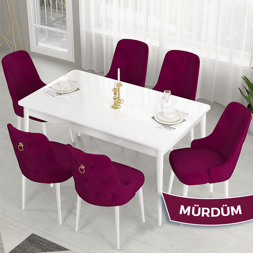 Beyaz Masa  mürdümm Sandalye