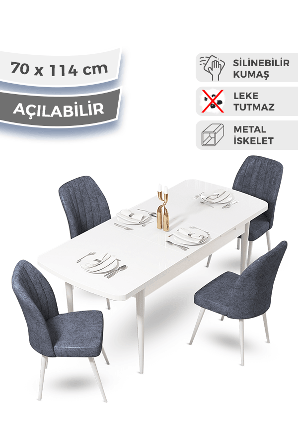 masa beyaz sandalyeler füme