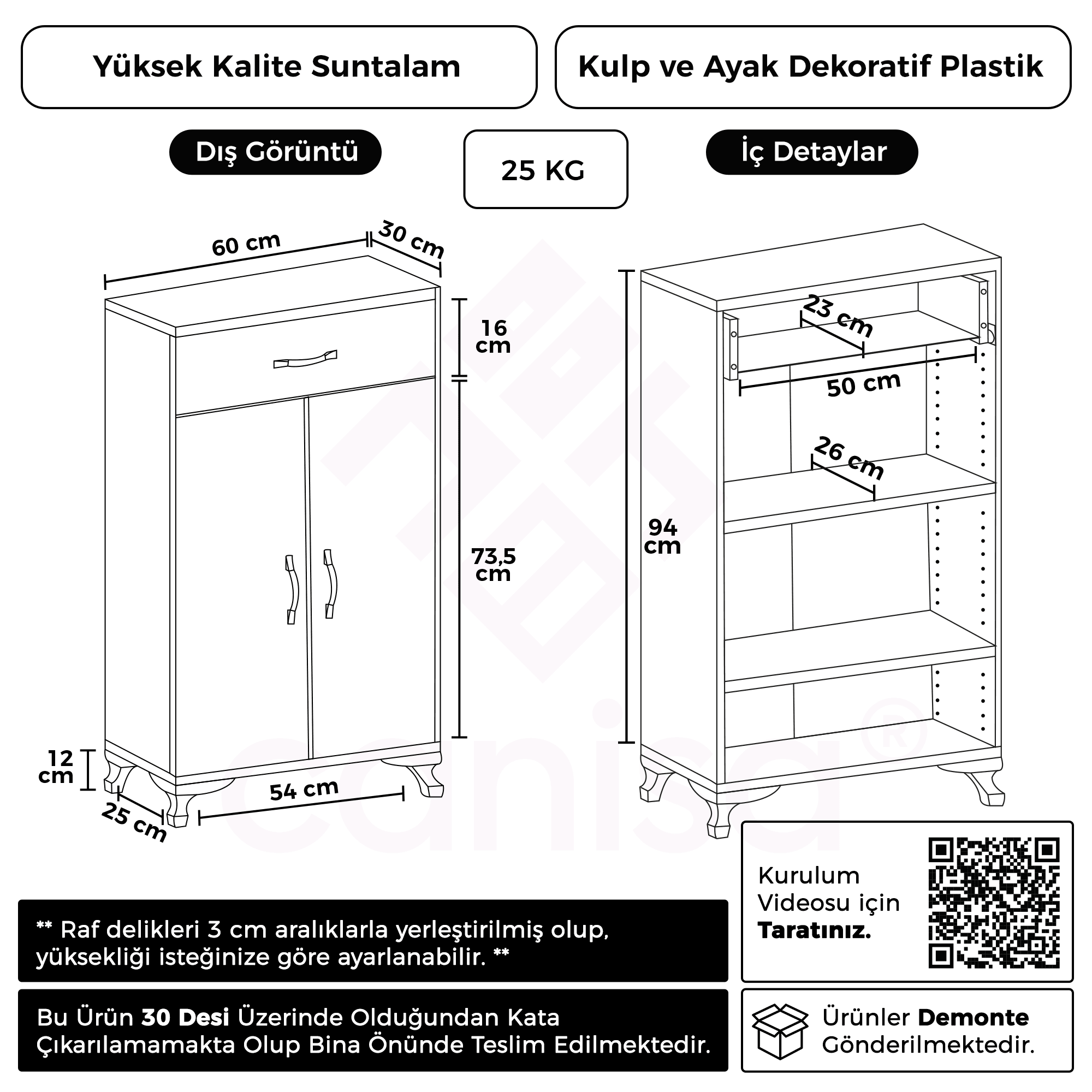 Manex Çok Amaçlı Çekmeceli Dolap Mutfak & Hol & Banyo & Balkon & Ofis Dolap
