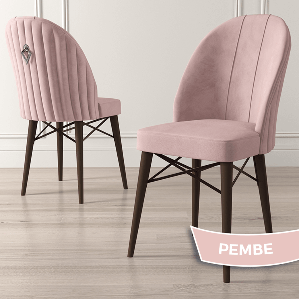 Roz Serisi 80x132 Mdf Açılabilir Gümüş Halka Barok Ahşap Desen Masa Takımı Ve 6 Sandalye