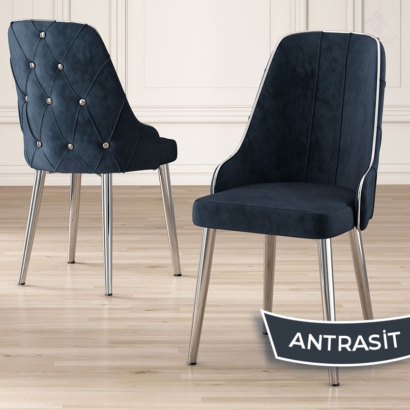 Tia Serisi 80x132 Mdf Açılabilir Krom Ayak Beyaz Masa Takımı Ve 6 Sandalye