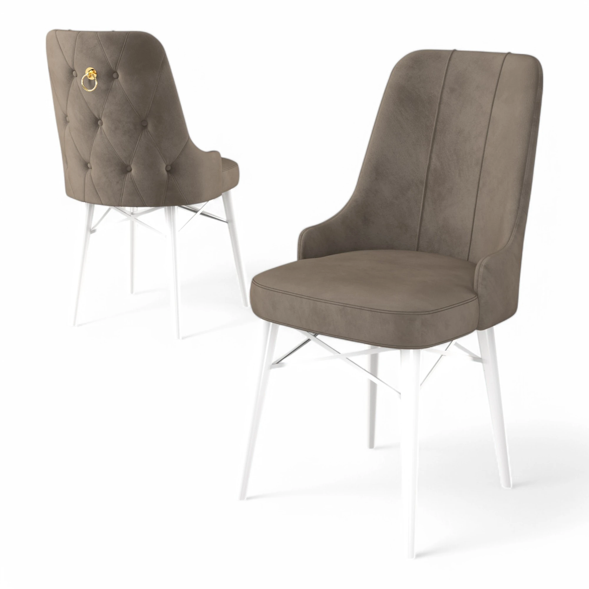 Cappucino Renk Sandalye Beyaz Ayak