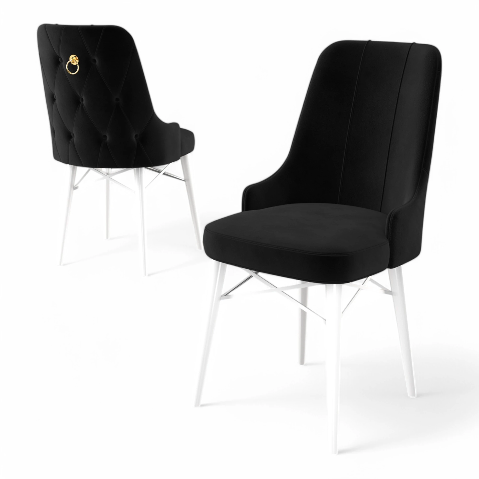 Siyah Sandalye / Beyaz Metal Ayak