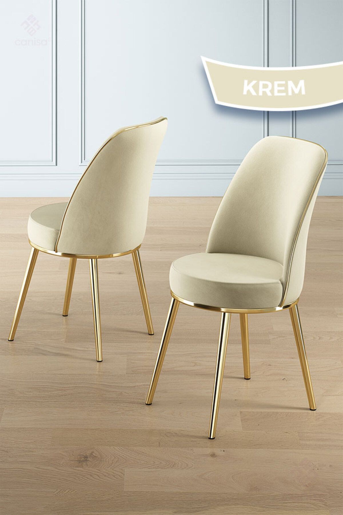 Prah Serisi 90x160 Lak Panel Beyaz Mermer Desen Masa ve 6 Sandalye Gold Kaplama Ayak