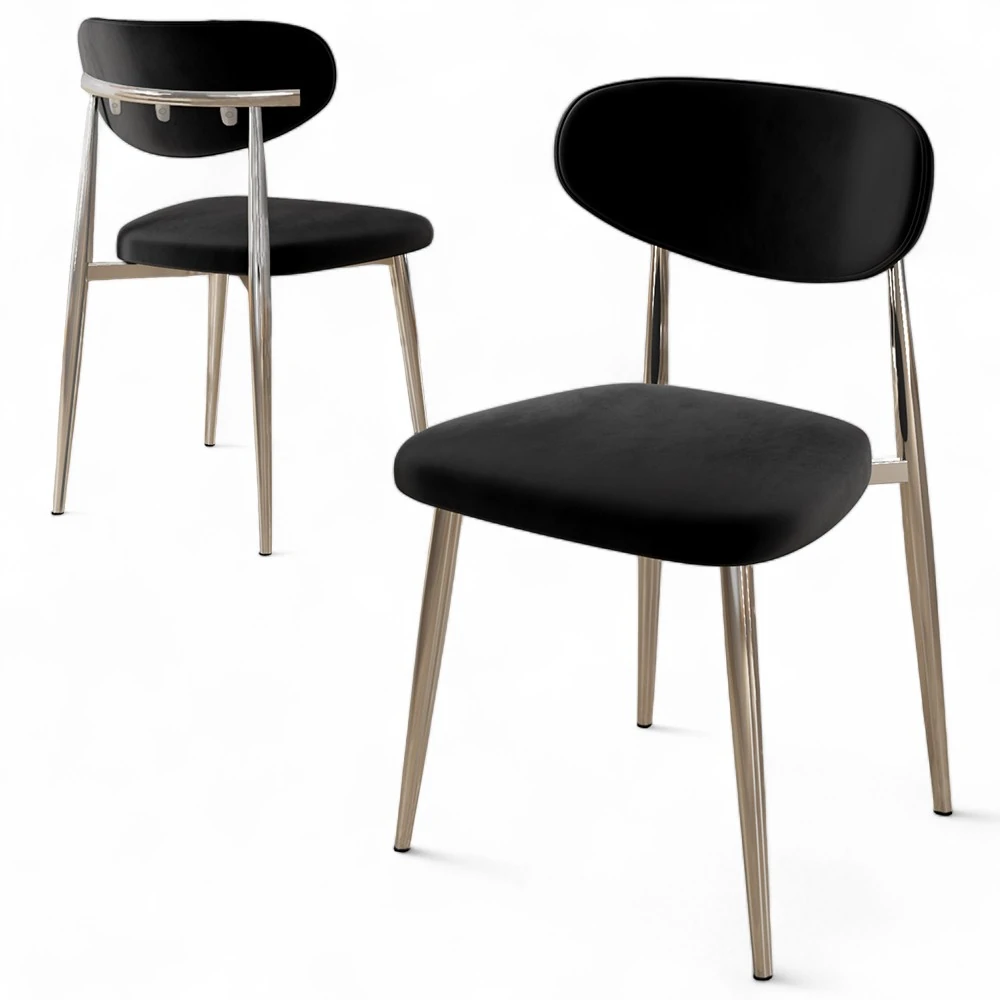 Siyah Sandalye Krom Ayak