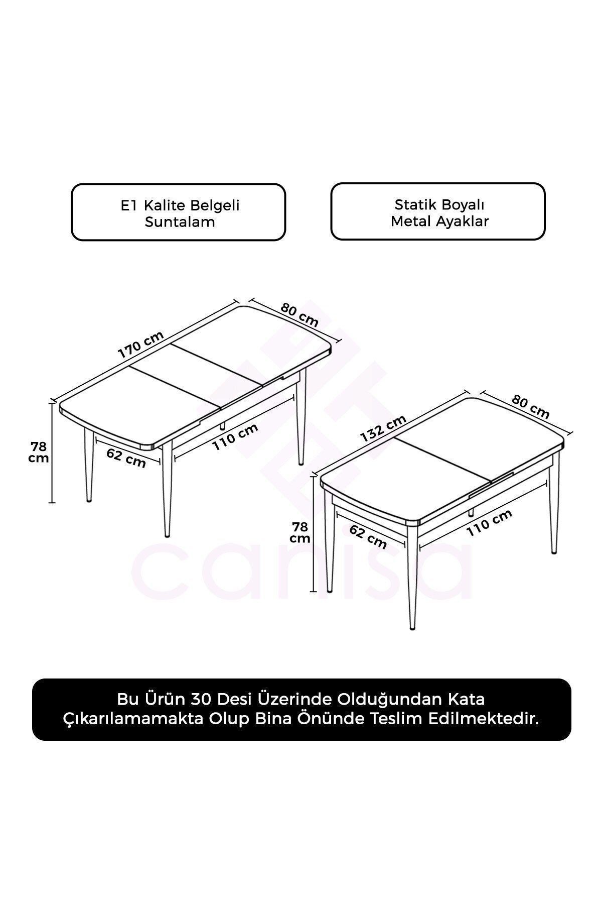 Rim Serisi 80x132 Siyah Mermer Desen Açılabilir Mutfak Masası