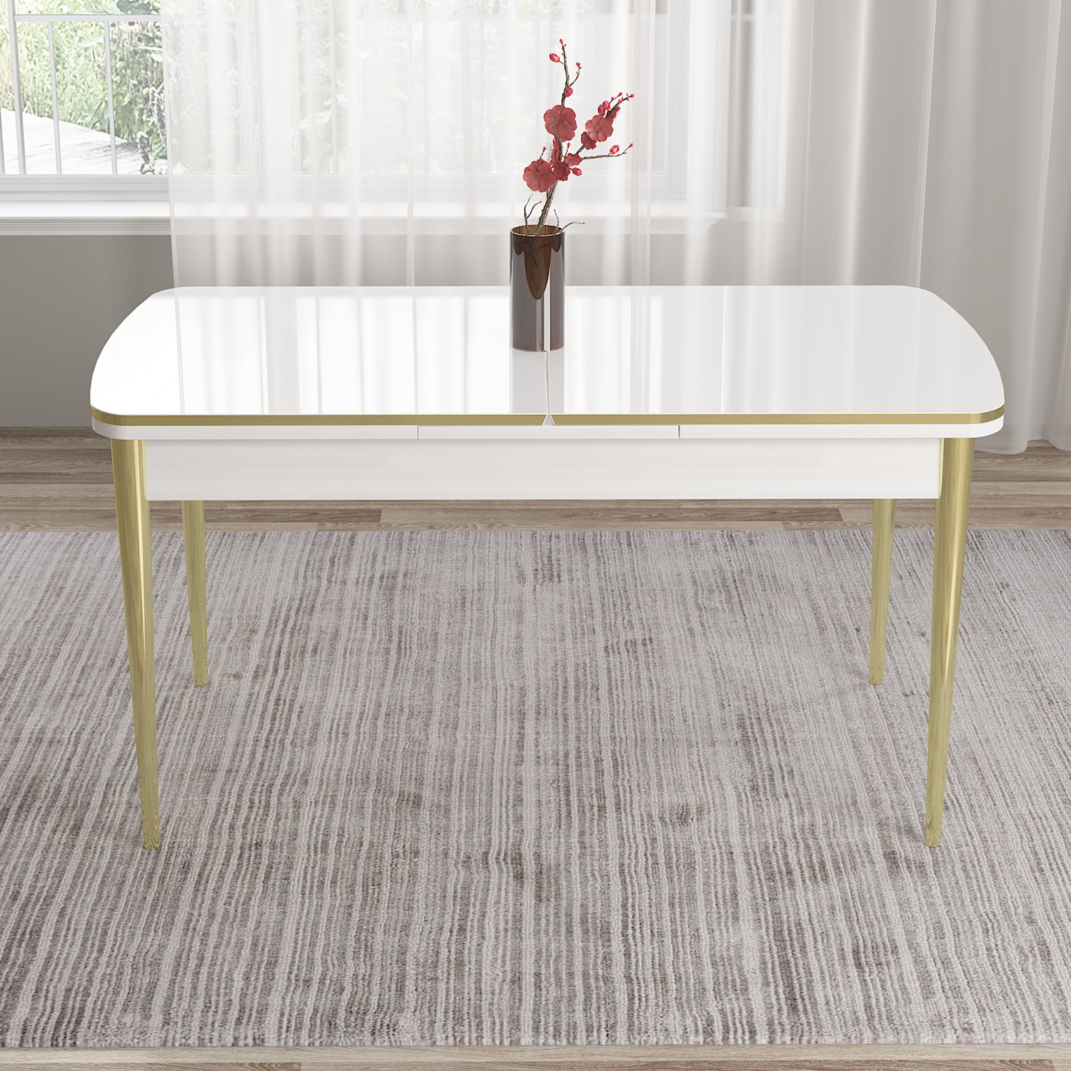  Nira Serisi 70x114 Mdf Açılabilir Gold Detay Mutfak Masası