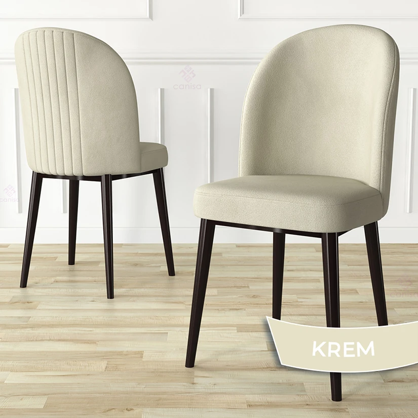 Aste Serisi 4 Adet Mutfak Sandalyesi Babyface Kumaş Kahverengi Ayak