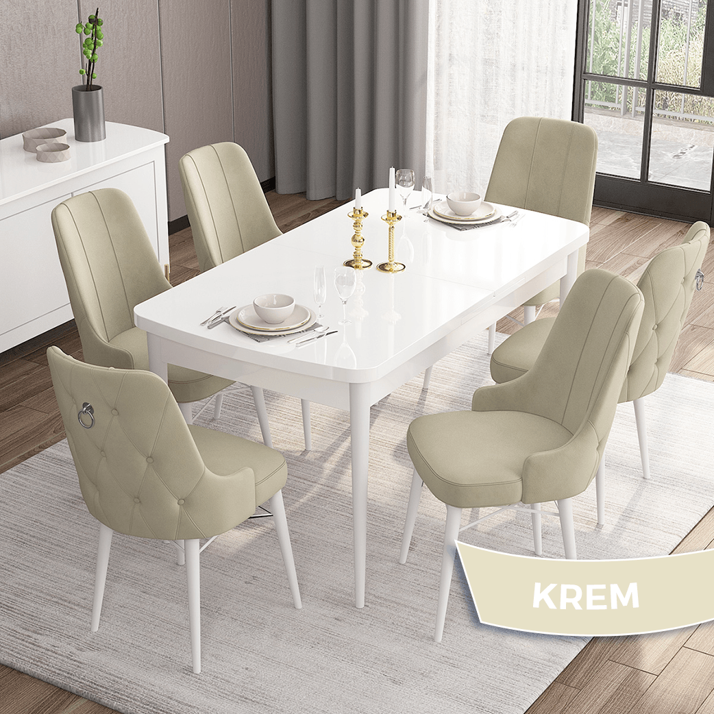 Sandalye Krem Masa Beyaz
