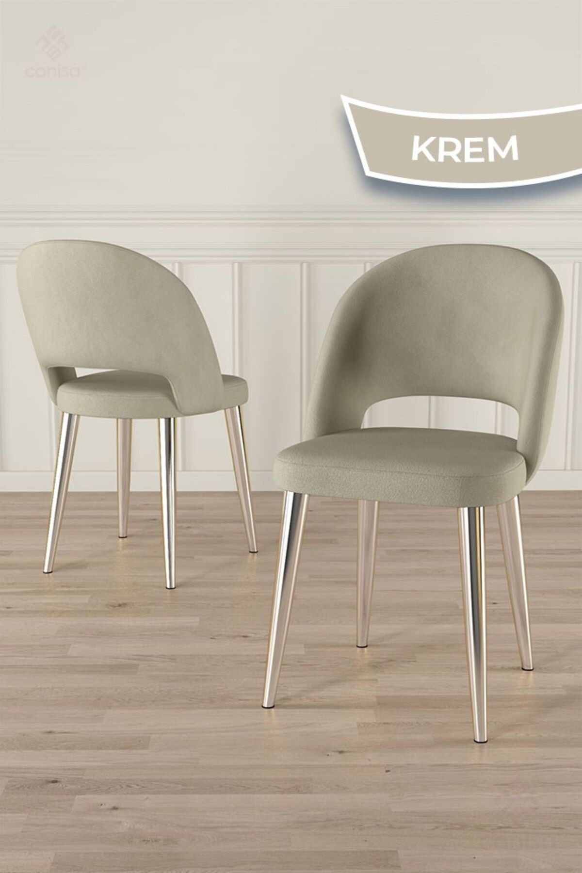 Jita Serisi 90x168 Lak Panel Sonata Masa ve 6 Sandalye Krom Kaplama Ayak