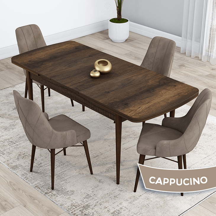 masa barok ahşap sandalyeler cappucino