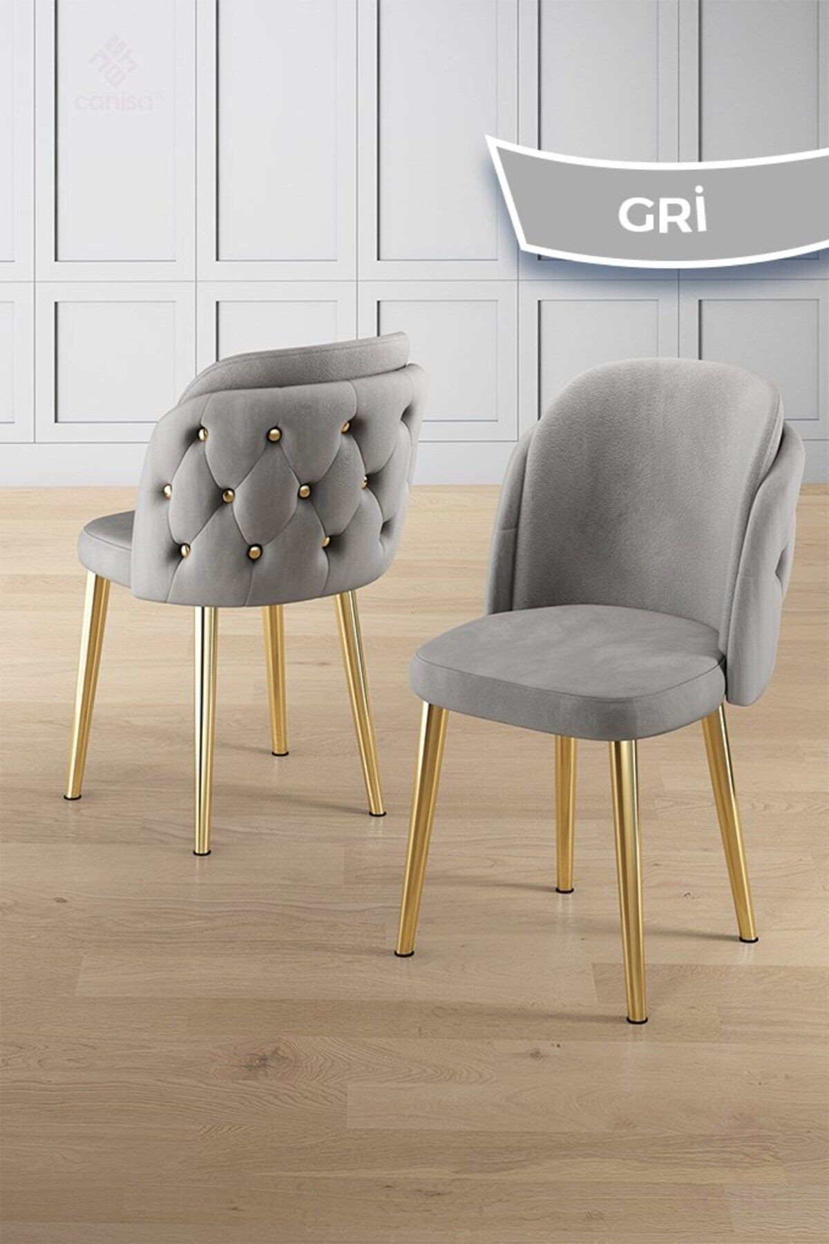 Rigel Serisi 80x130 Lak Panel Sonata Masa ve 4 Sandalye Gold Kaplama Ayak