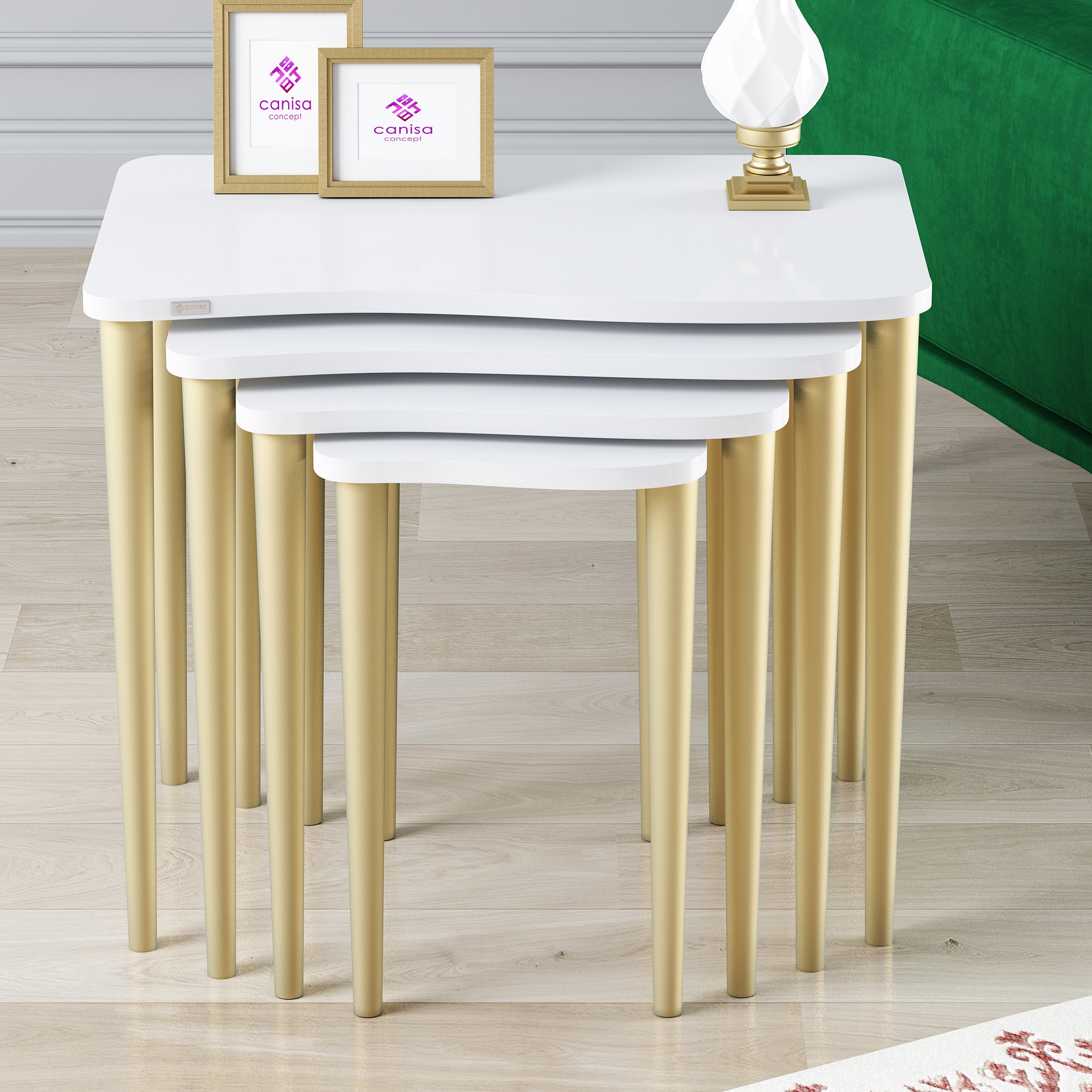 Beyaz Üst Tabla / Gold Ayak
