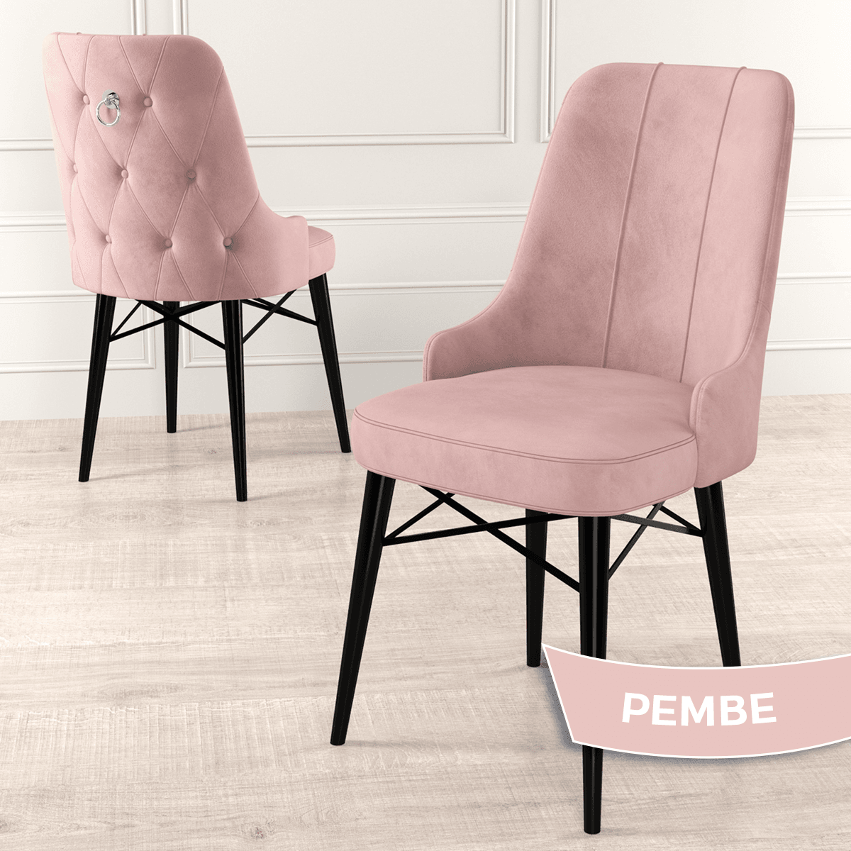 Taç Serisi 80x132 Açılabilir Gümüş Halka Siyah Mermer Desen Masa Takımı ve 4 Sandalye