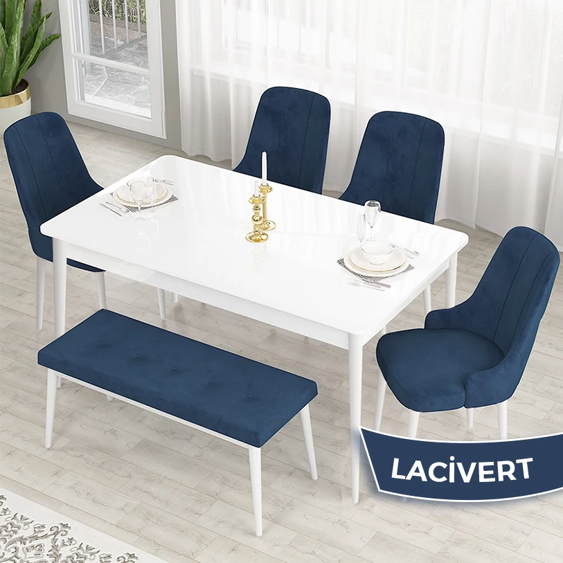 Beyaz Masa lacivert sandalye