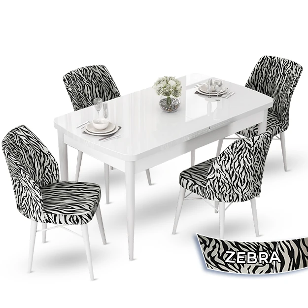 masa beyaz sandalye zebra