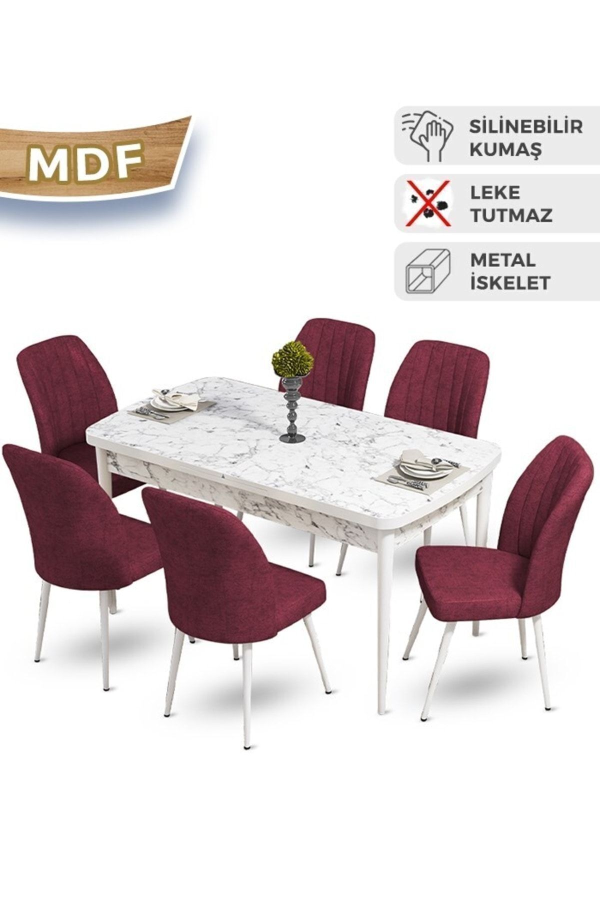 masa barok sandalyeler bordo