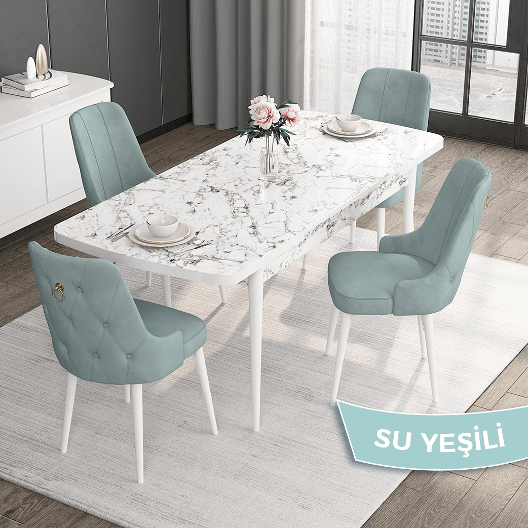 su yeşil Sandalye Beyaz Masa