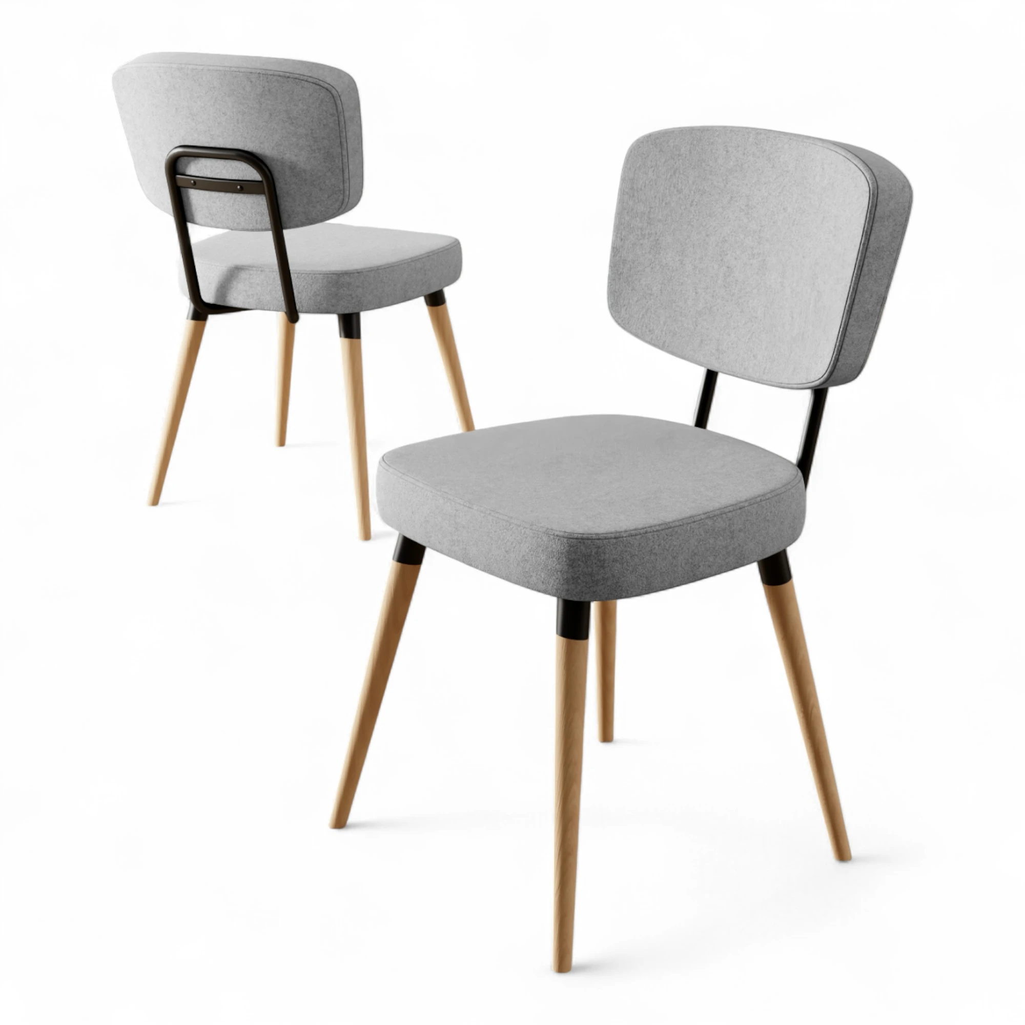 Nubba Serisi 4 adet Mutfak Sandalyesi Gürgen Doğal Ahşap Ayak Siyah Detay