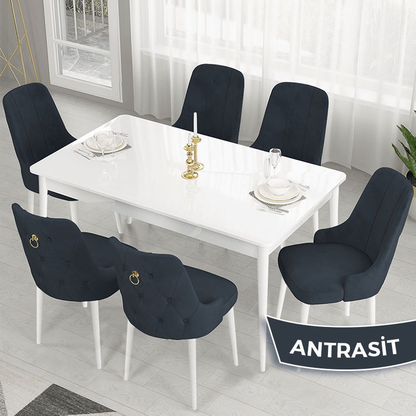 Beyaz Masa antrasitt Sandalye