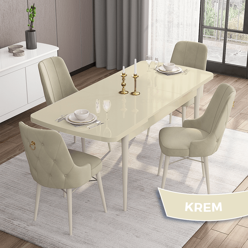 masa krem sandalye krem