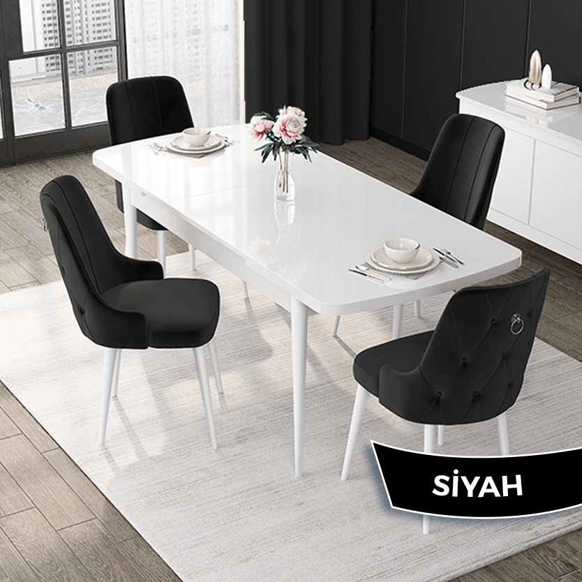 Sandalye Siyah Renk Masa Beyaz