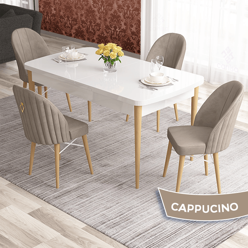 masa beyaz sandalyeler cappucıno