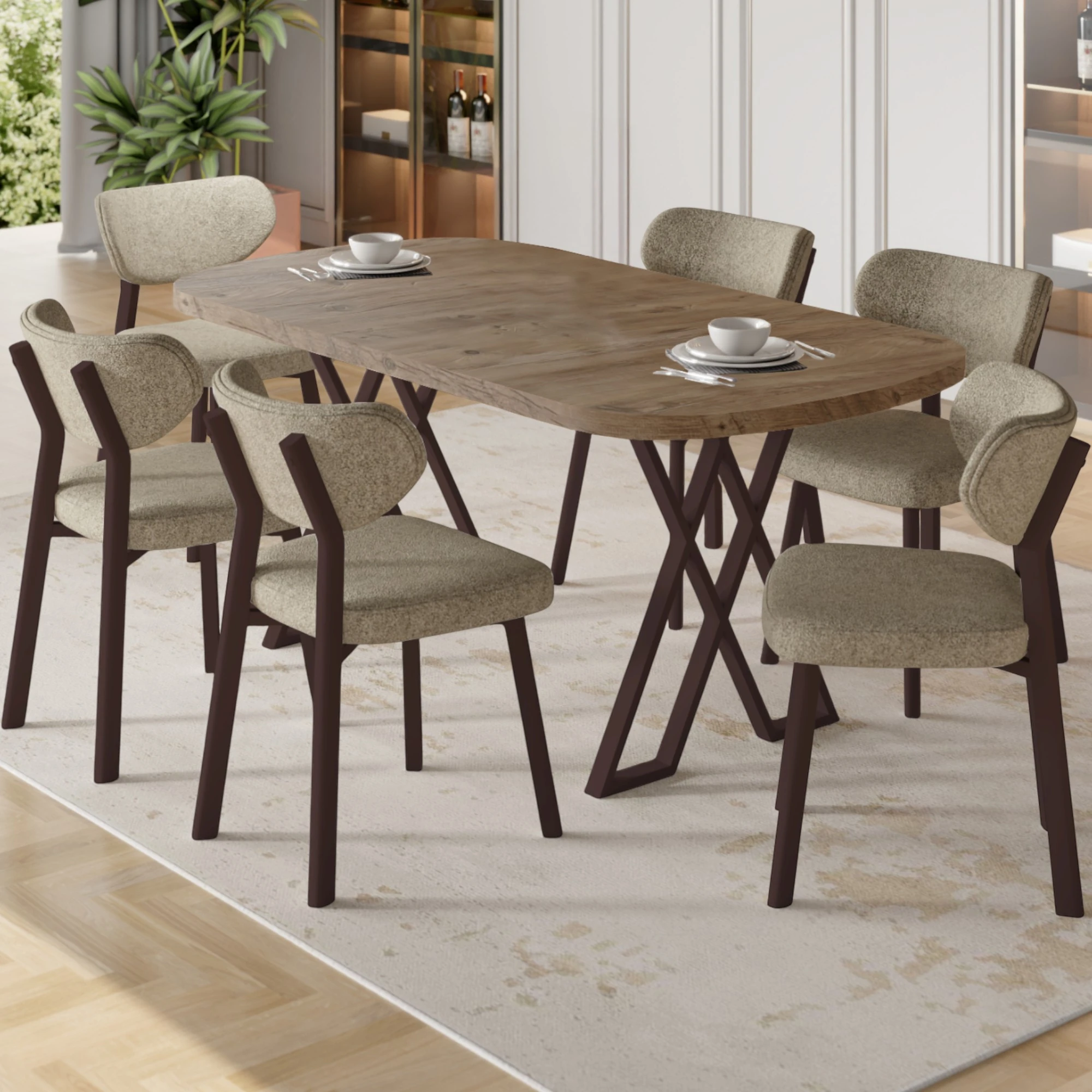 Atlantik Çam Masa Cappucino Sandalye