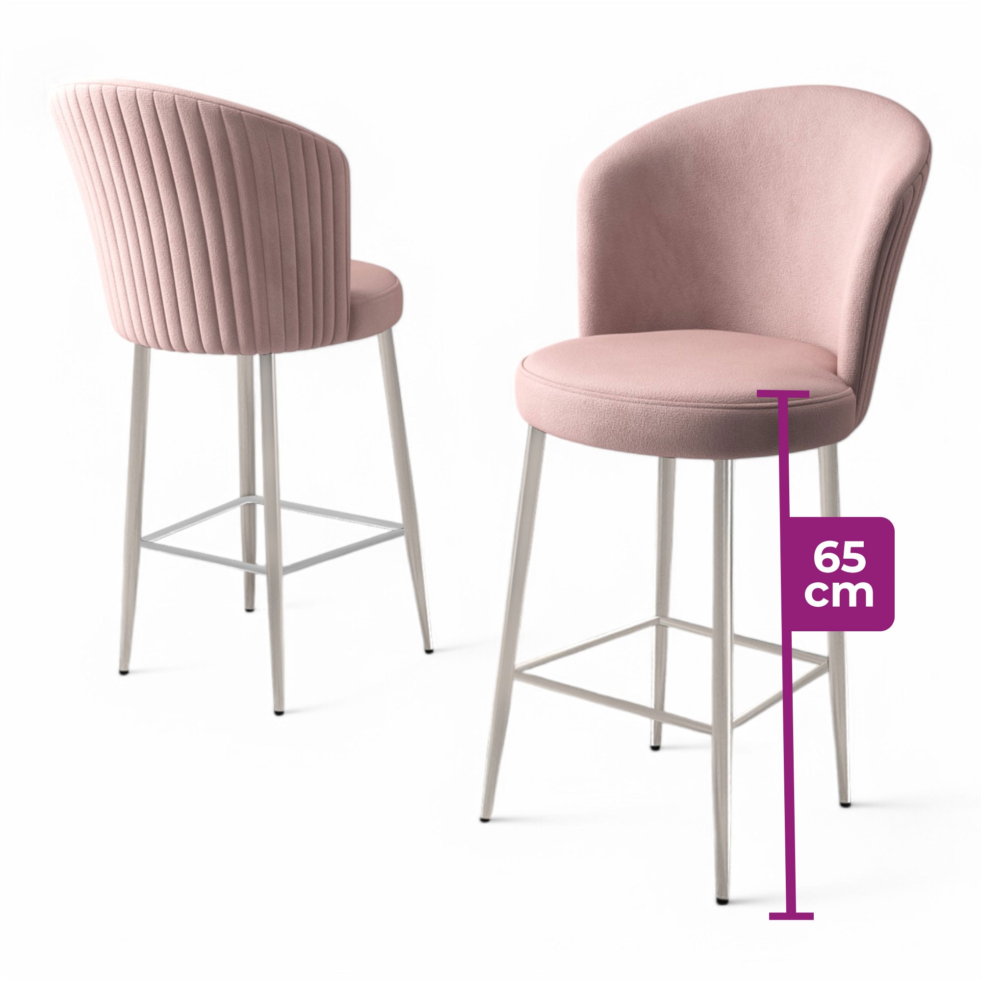 Pembe Renk Sandalye Krom Kaplama Ayak