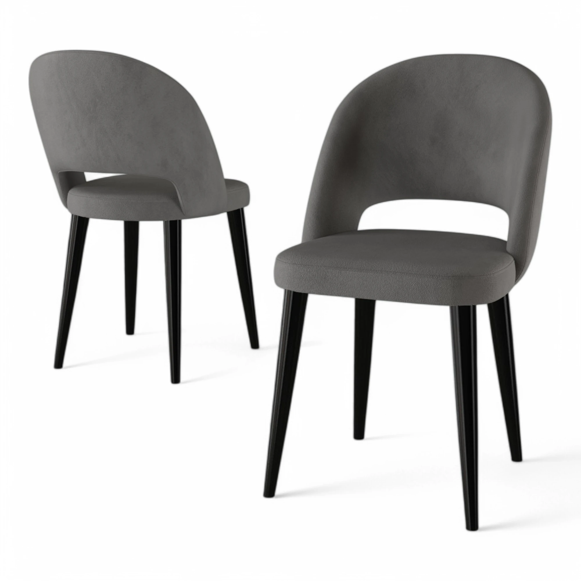 Pane Serisi 6 Adet Mutfak Sandalyesi Babyface Kumaş Siyah Ayak