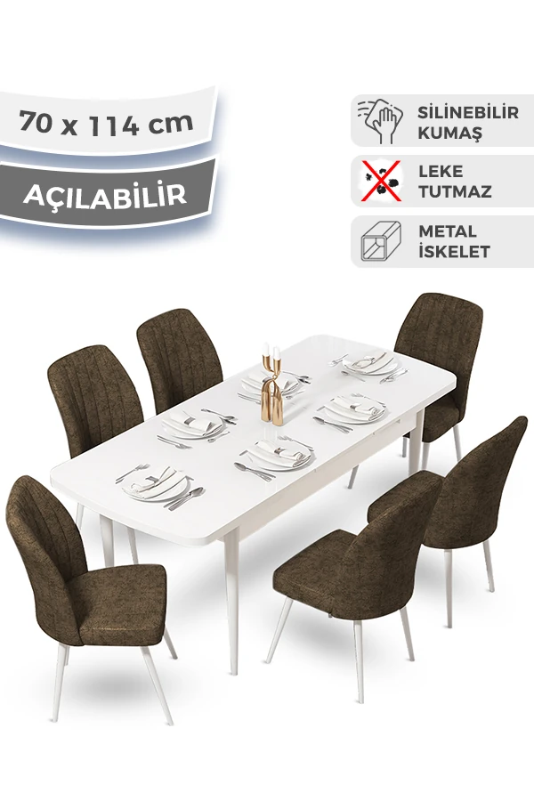 masa beyaz sandalyeler kahverengi
