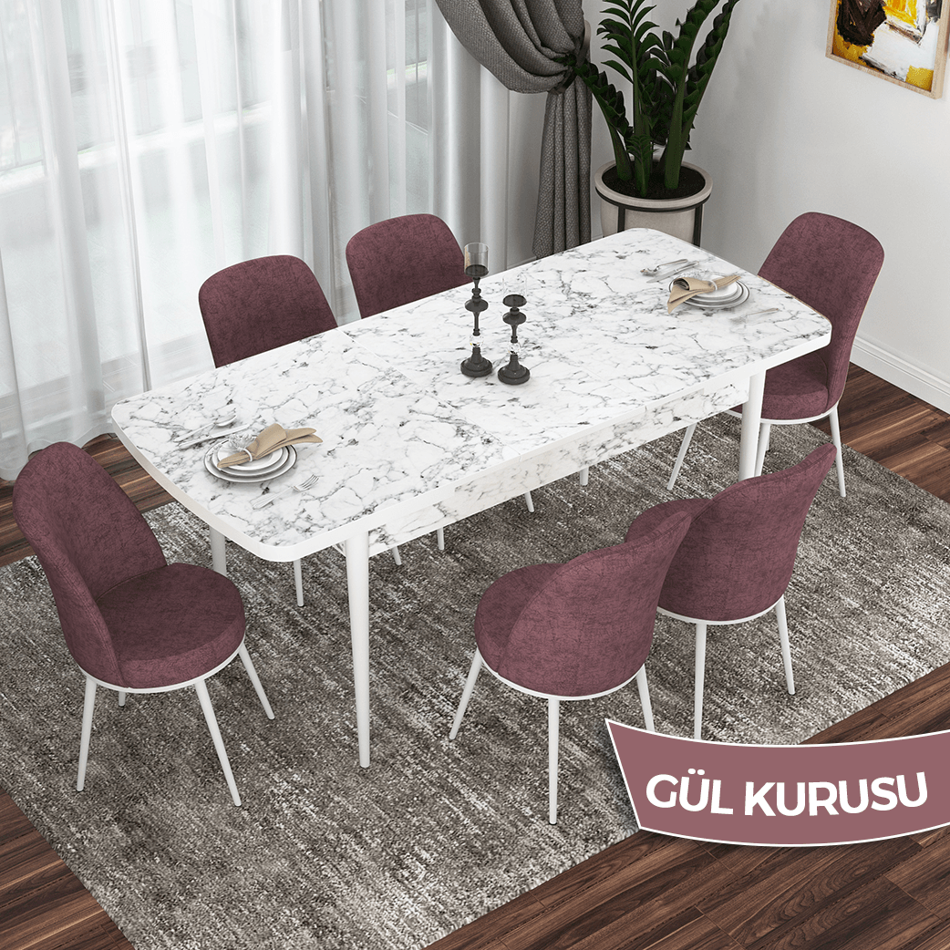 beyaz masa sandalyeler gülkurusu