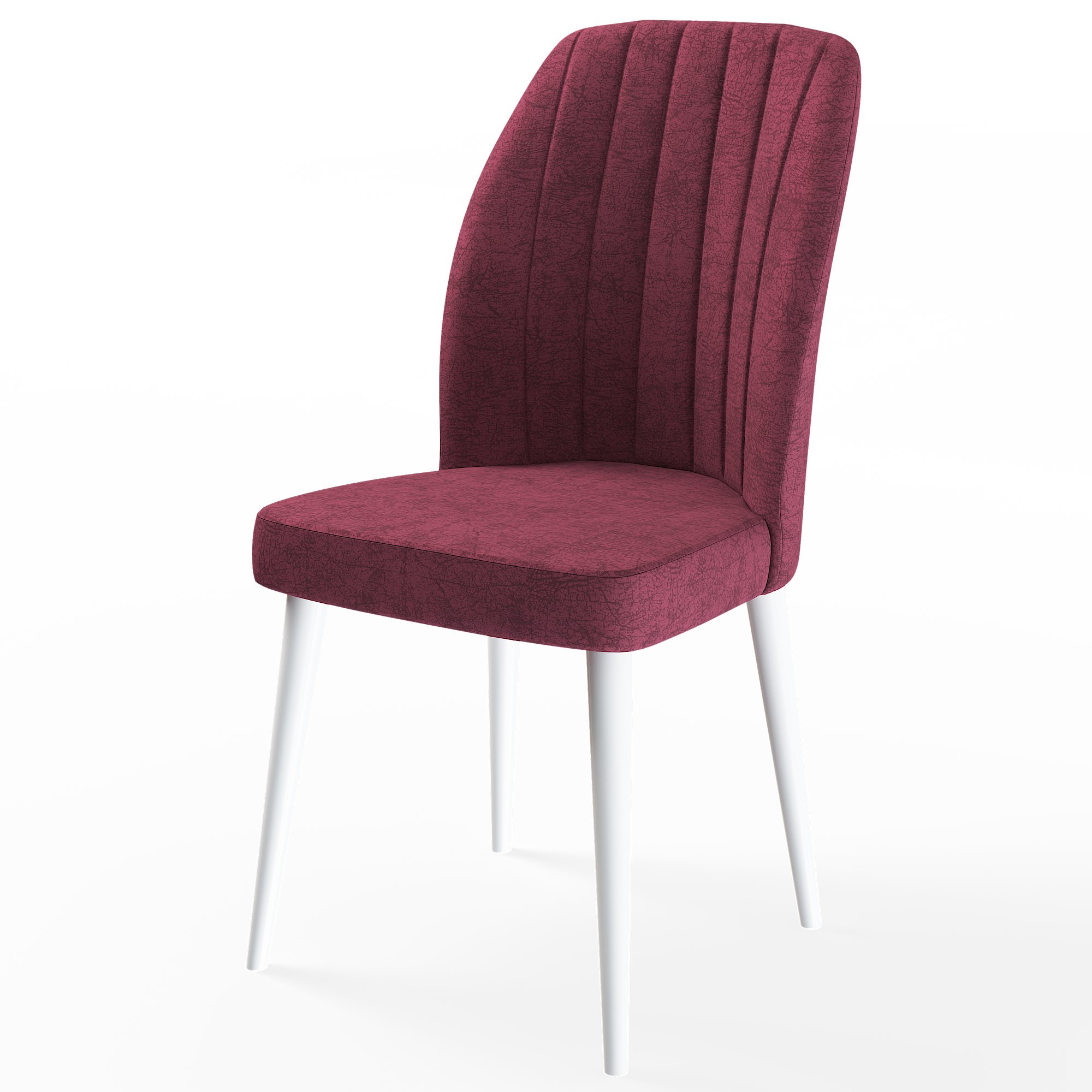 Bordo Renk Sandalye Beyaz Ayak