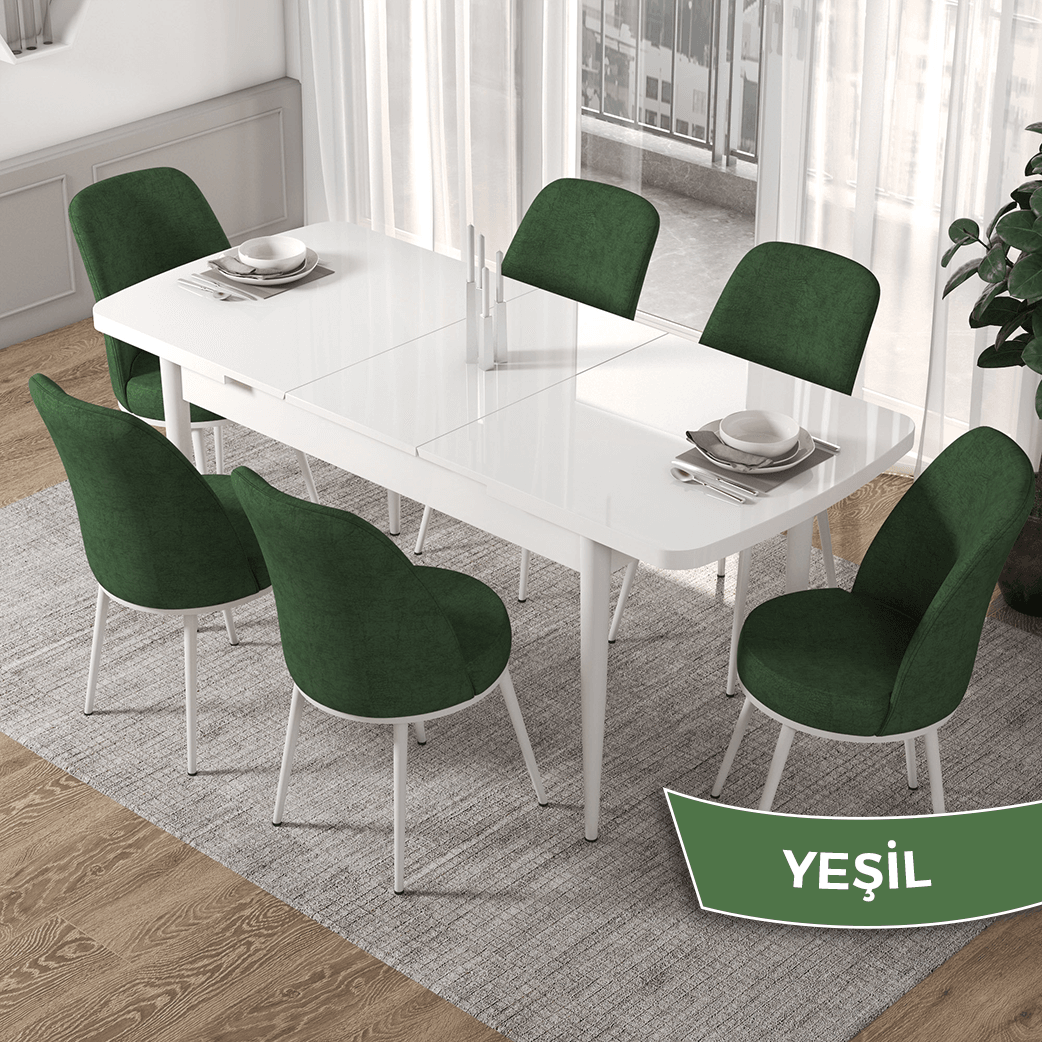 Haki Yeşil Renk Sandalye Beyaz Ayak